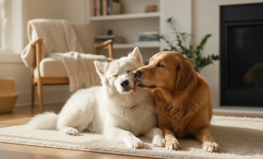 Why is my dog licking my other dog all of a sudden